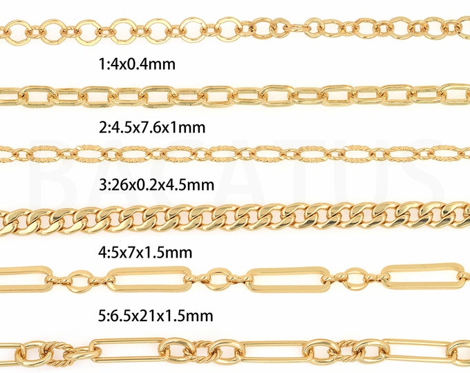 1 Meter Semi-Finished Necklace and Bracelet Making Supplies18K Gold Filled Gold Chain, DIY Gold Chain, Discovery Chain,