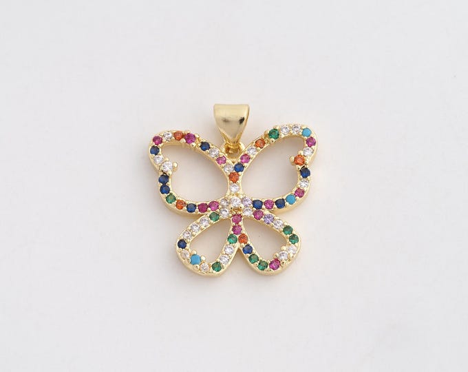 18K Gold Filled Butterfly Pendant,Dainty Butterfly Charms,Butterfly Charm Bracelet Necklace for DIY Jewelry Making Supply,21x20x2.3mm