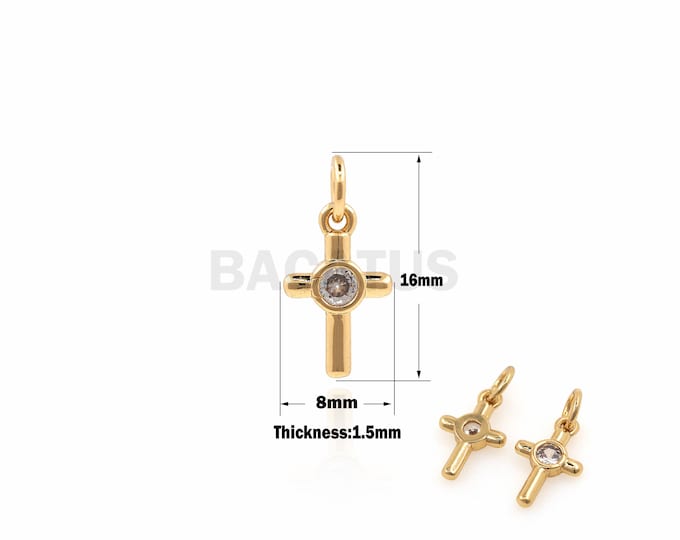 1PCS Cross Compass Pendant Cross Necklace Compass Charm Cross Jewelry DIY Jewelry Making 18K Gold Filling Christian Charm 16x8x1.5mm