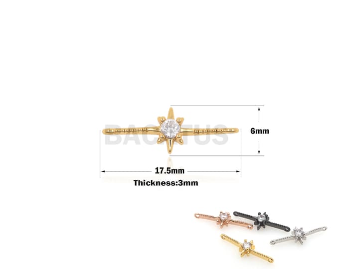 1PCS Six-Pointed Star Connector Polaris Connector Star Charm Suitable for Bracelet Necklace Joint Supplies DIY Jewelry Making 17.5x6x3mm