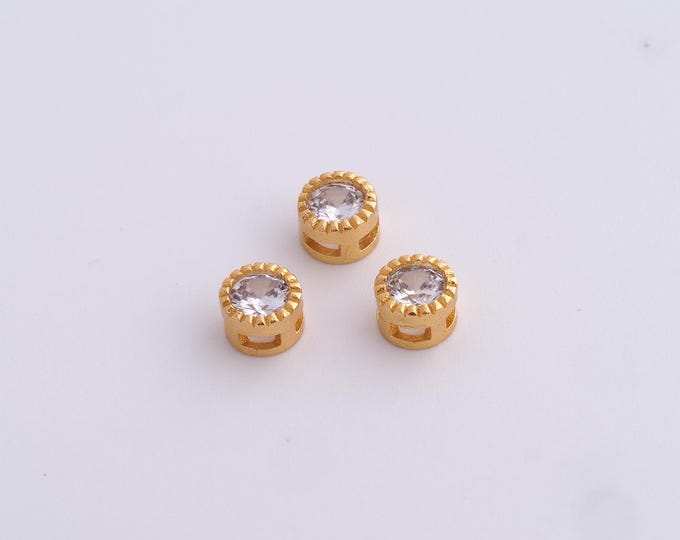 5 pcs 18K Gold Filled Round Spacer Beads,Gold Tube Beads, Round Beads DIY Bracelet Necklace Earrings Jewelry Making,5.2x3.6mm