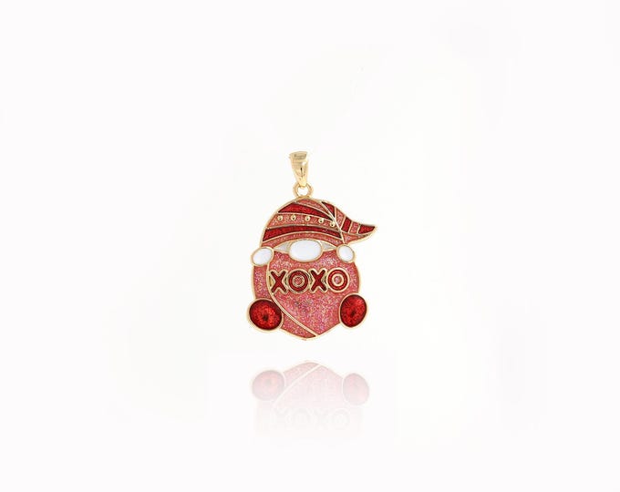 XOXO Charms,Enamel Baby Charms Necklace,Enamel Heart Pendant,18K Gold Filled Enamel Charm, DIY Jewelry Supplies,28.5x19x2.3mm