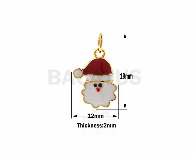 Enamel Santa Red Christmas charms,Gold Plated Enamelsnowman ,father Christmas of Jewellery Making 12x19x2mm 1PCS