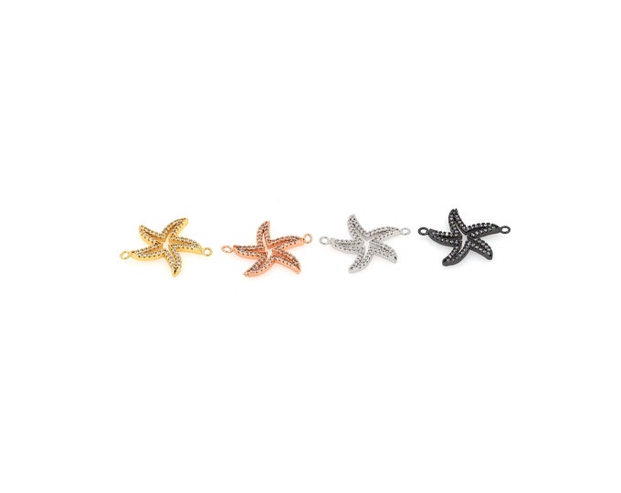 18K Gold Filled CZ Starfish Connector,Gold Dainty Starfish Connector,Starfish Connector Bracelet Necklace for DIY Jewelry Making Supply