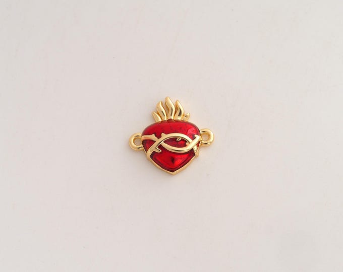 18K Gold Filled Heart Connector,Love Connector,Enamel Heart Connector for Jewelry Making 13x12.5x3.5mm
