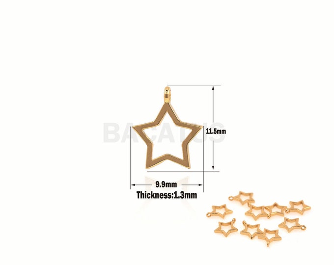 1pcs Original Star Necklace, Star-Shaped Pendant, Hollow Star Charm, Delicate Starry Sky Dzi Necklace 11.5x9.9x1.3mm