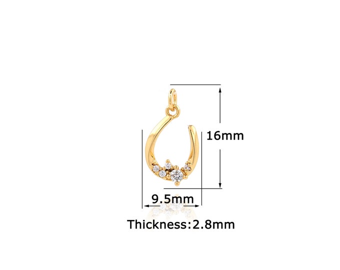 18K Gold Filled U pendant,Gold Dainty U Charms,Simple pendant Bracelet Necklace for DIY Jewelry Making Supply