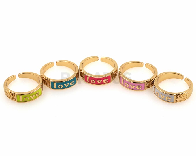 1PCS LOVE Letter Ring, Love Letter Ring, Gold-Plated Love Ring, Love Jewelry, Girlfriend Ring, Adjustable Enamel Opening Ring