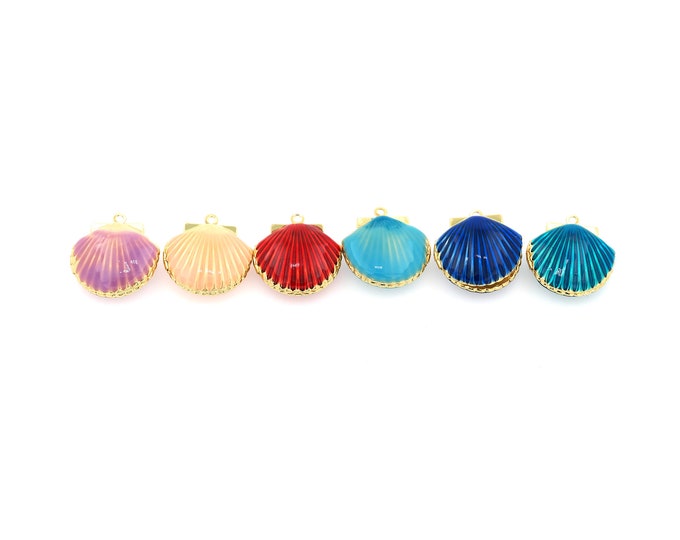 18K Gold Filled Shell pendant,Gold Dainty Shell Charms,Simple pendant Bracelet Necklace for DIY Jewelry Making Supply