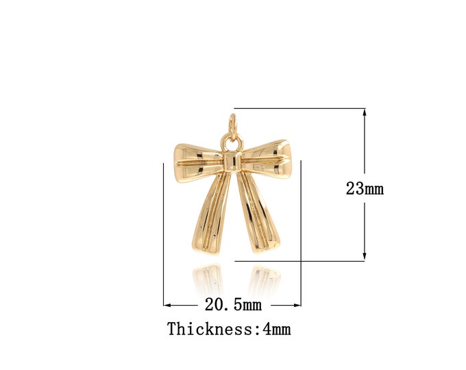 Bow Tie Charms, 18K Gold Filled Bow Pendant, Bow Necklace for DIY Jewelry Making Supplies