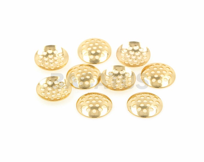 18K brass bead cap, round slip-net cap, loose bead cap, discovery bead cap 10pcs
