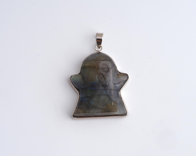 Ghost Gemstone Pendant,Natural Stone Charms,Halloween Crystal Gemstone Charm DIY Jewelry Making Supply,41x28.6x11mm