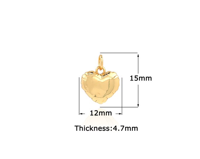 18K Gold Filled Heart pendant,Gold Dainty Heart Charms,Simple pendant Bracelet Necklace for DIY Jewelry Making Supply