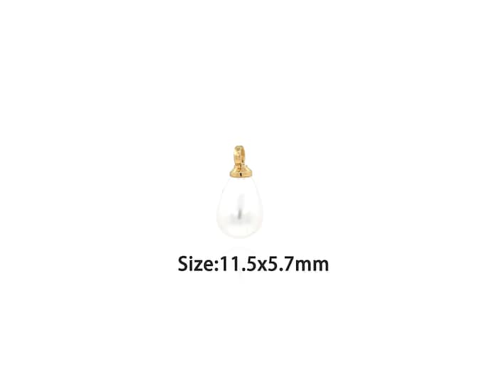 18K Gold Filled Light Bulb Pendant,Gold Dainty Pearl Charms,Simple pendant Bracelet Necklace for DIY Jewelry Making Supply