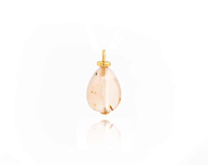 Natural Stone pendant 18K Gold Filled Oval Pendant,Gold Dainty Disc Charms,Bracelet Necklace for DIY Jewelry Making Supply,19.5x10x5mm