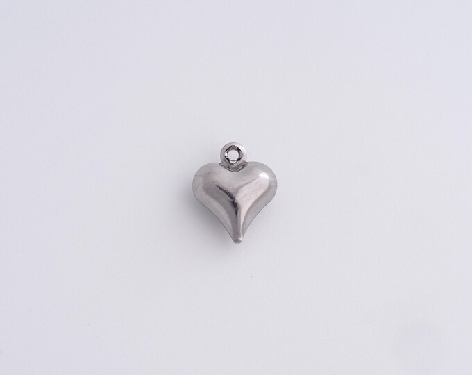 25 pcs Stainless Steel Heart Pendant,Dainty Heart Charms,Heart Charm Bracelet Necklace for DIY Jewelry Making Supply,11x9.2x4.6mm