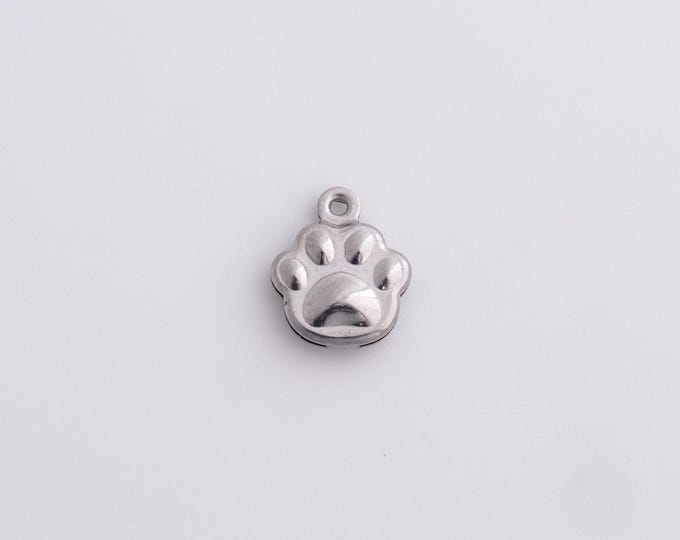 25 pcs Stainless Steel Footprint Pendant,Animal Mark Charm,Animal Footprint Necklace, DIY Jewelry Supplies, 12x10x2.8mm