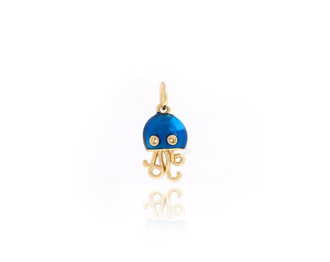 Jellyfish Pendant,Enamel Jellyfish Necklace, 18K Gold Filled Animal Necklace, Sea Life Charm, DIY Jewelry Supplies, 17x8x3.5mm