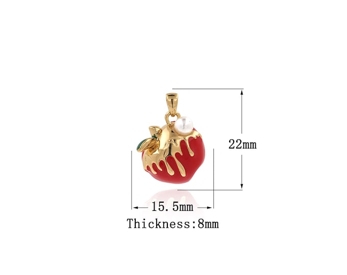 18K Gold Filled Apple Pendant, Gold Dainty Apple Charms,Simple pendant Bracelet Necklace for DIY Jewelry Making Supply