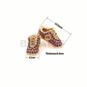 1PCS Micro Pave Sports Shoes, CZ Shoe Spacer Beads, Fitness Shoes Sports Beads, Shoe Charm, Suitable For Jewelry Making 13.5×6.5×6.1mm