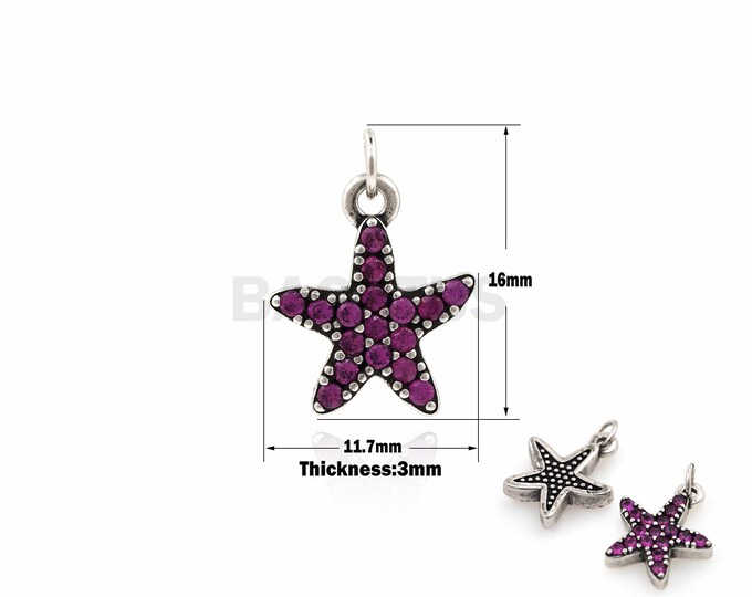 1PCS Five-Pointed Star Necklace, Starfish Pendant, Star Charm, DIY Jewelry Making, Antique Jewelry, Ocean Jewelry, Beach Charm 16x11.7x3mm