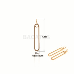 Collier d’épingle de sécurité d’or de 1pcs, ornements creux de clip de papier, pendentifs ovales, appropriés pour des produits de fabrication de bijoux 37.2x5.8x1mm