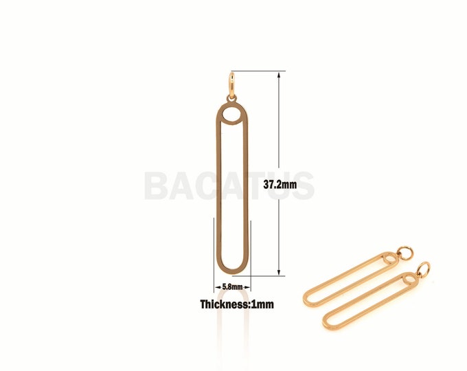 1pcs Gold Safety Pin Necklace, Hollow Paper Clip Ornaments, Oval Pendants, Suitable For Jewelry Making Products 37.2x5.8x1mm