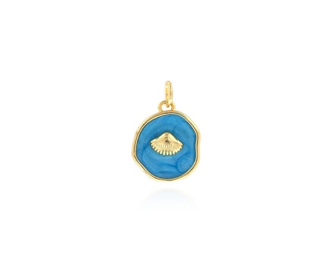 18K Gold Filled Shell Pendant,Conch Charms,Enamel Shell Charm Bracelet Necklace for DIY Jewelry Making Supply,18.5x12.5x2.7mm