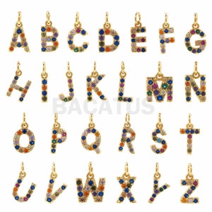 Cz Colorful Alphabet Letter Charms,Mini letter Pendant,Words Bracelet charms 1PCS