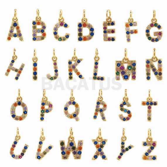 Cz Colorful Alphabet Letter Charms,Mini letter Pendant,Words Bracelet charms 1PCS