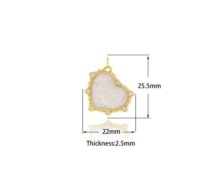 Heart Charms,Micro-pave CZ Heart Charm, Enamel Heart Pendant, 18K Gold Filled Enamel Charm, DIY Jewelry Supplies,