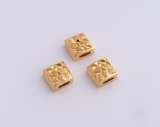 18K Gold Filled Square Spacer Beads,Gold Flat Beads, Square Beads DIY Bracelet Necklace Earrings Jewelry Making,9.3x9x5mm