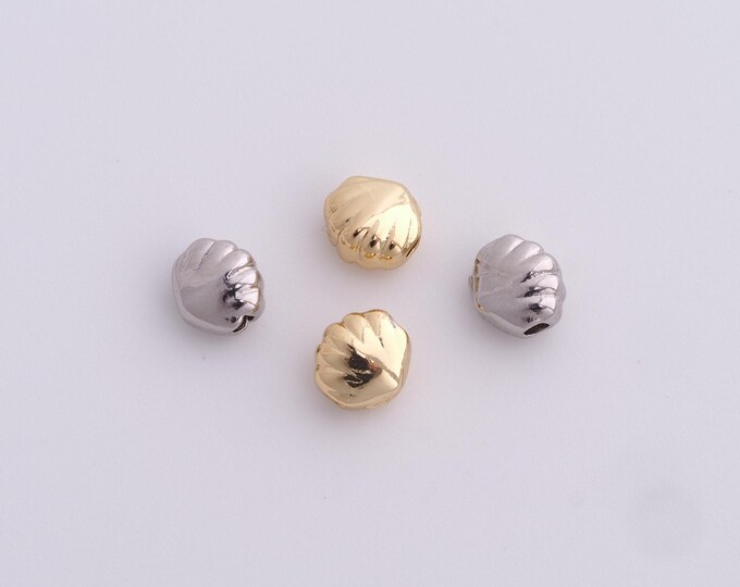 5 pcs Conch Spacer Beads, 18K Gold Filled Beach Spacer Beads, Shell Spacer Beads,DIY Jewelry Supplies, 7x6.3x4.2mm