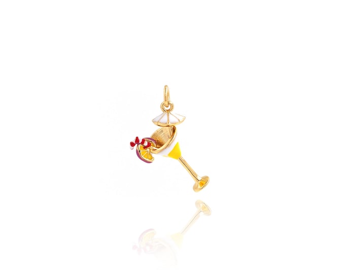 18K Gold Filled Wine Glass Pendant,Cup Pendant,Enamel Charms,Necklace Pendant DIY Jewelry Supplies,23.5x19.5x7mm
