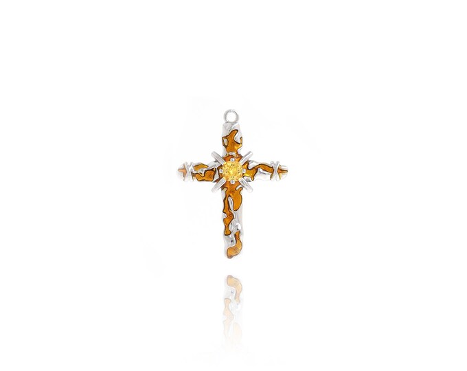 Christian Charms, Cross Pendant,Silver Filled Religious Charms, Micropavé CZ Christian Necklace, DIY Jewelry Supplies, 37.3x27.5x6.5mm