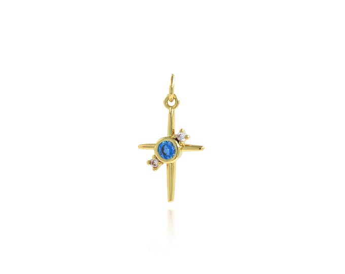 Cross Pendant,18K Gold Filled Religious Necklace, Micropavé CZ Christian Pendant, DIY jewelry Making Accessories,22.2x12x2.8mm