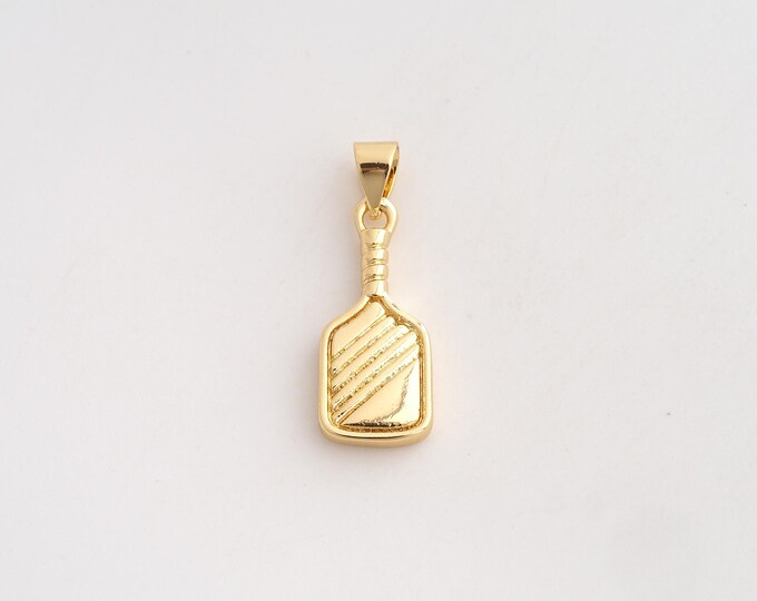 18K Gold Filled Racket Charm,Dainty Sports Pendant,CZ Racket Pendant ,DIY Jewelry Supplies,25x8.8x2.8mm