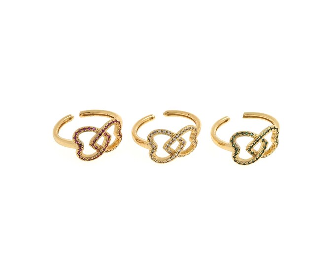 18K Gold Filled Round Rings, Open Rings, Adjustable Rings, Heart Rings, Love Rings, Wedding Rings, DIY Jewelry Supplies,
