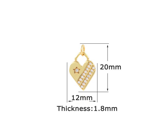 18K Gold Filled Heart Pendant,Gold Dainty Heart Charms,Simple pendant Bracelet Necklace for DIY Jewelry Making Supply