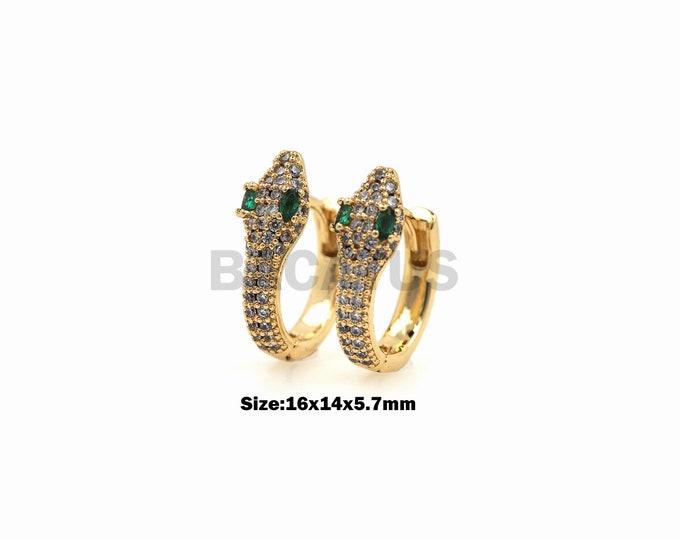 1Pair Snake Earrings Reptile Snake Jewelry Women's Earrings Earrings Cubic Zirconia CZ Charm Earrings Charm Fashion Jewelry 16x14x5.7mm