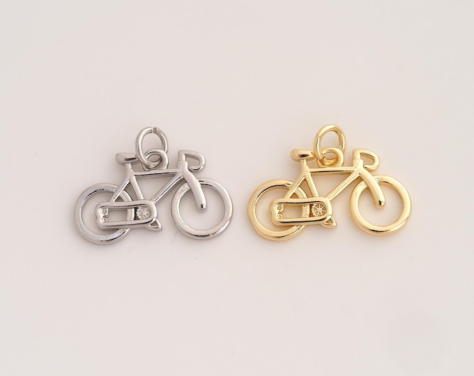 18K Gold Filled Bicycle Charm,Dainty Bicycle Pendant,Bicycle Pendant ,DIY Jewelry Supplies,15x20x2mm