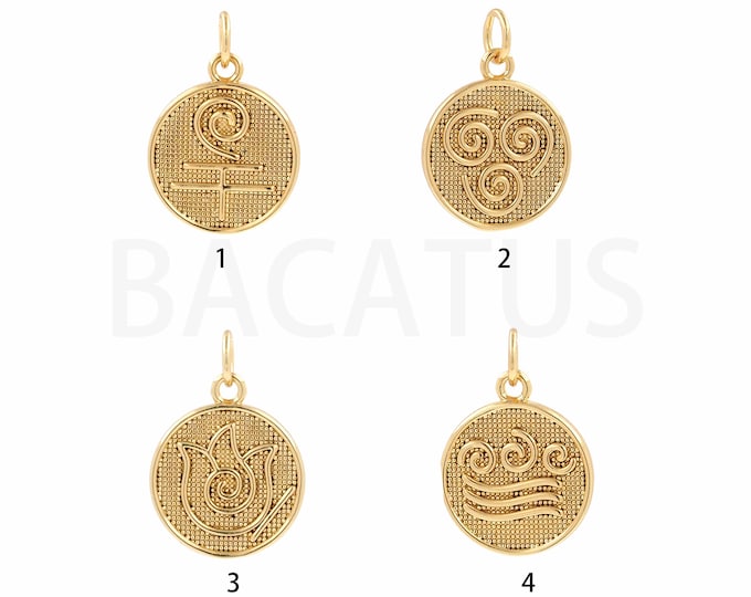 Elemental Charm, 18K Gold Filled Fire Elemental Charm, Water Elemental Necklace, Symbol Charm, DIY Jewelry Supplies, 13.6x19.3x1.5mm