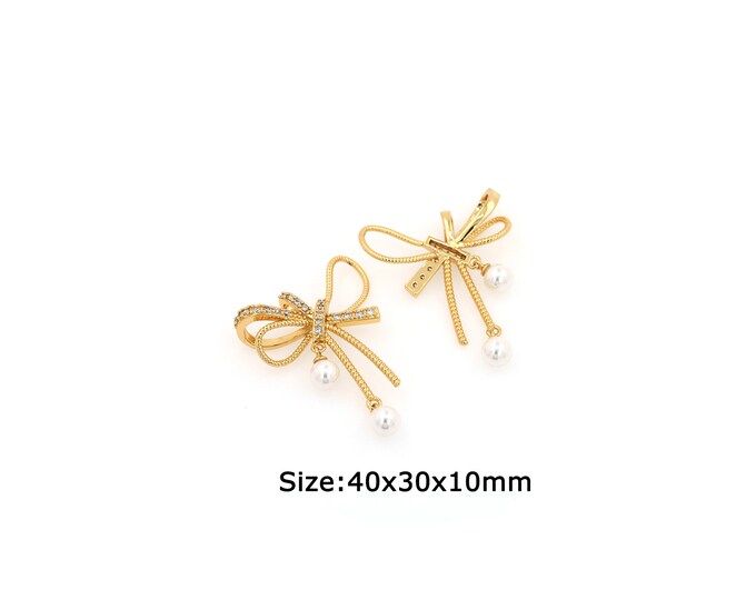 18K Gold Filled Bow pendant,Gold Dainty Bow Charms,Simple pendant Bracelet Necklace for DIY Jewelry Making Supply