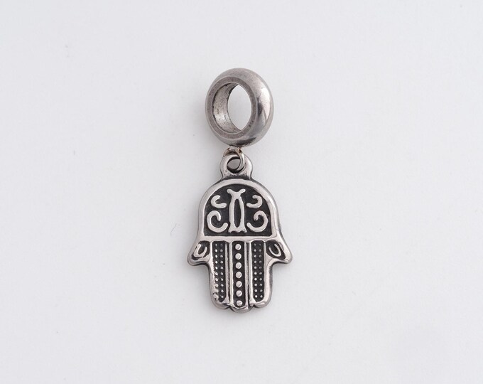 Stainless Steel Hamsa Pendant,Fatima Charms,Hand Charm Bracelet Necklace for DIY Jewelry Making Supply,28.5x11.6x1.4mm