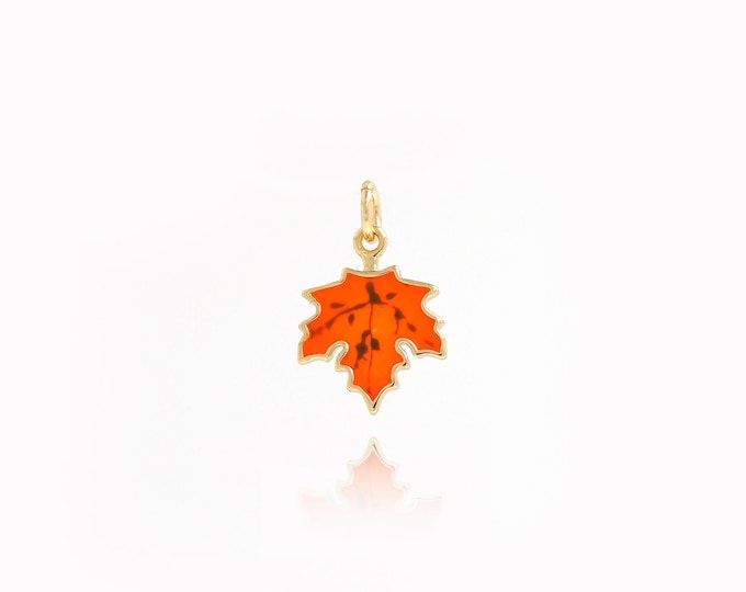 18K Gold Filled Maple Leaf Pendant,Enamel Maple Leaf Charms,Simple pendant Bracelet Necklace for DIY Jewelry Making Supply,18x11.6x1.5mm
