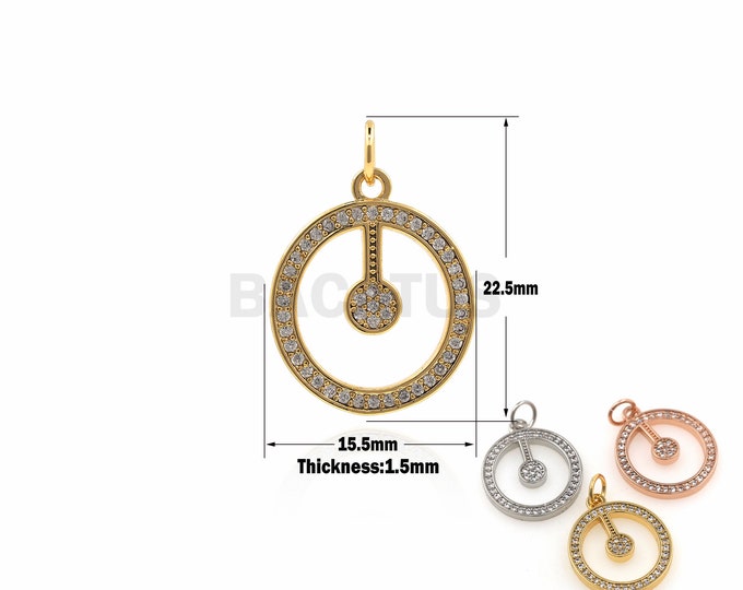1PCS Round Pendant Alchemy Symbol Necklace Alchemy Sun Pendant DIY Jewelry Making Cubic Zirconia 18K Gold Filling 22.5x15.5x1.5mm