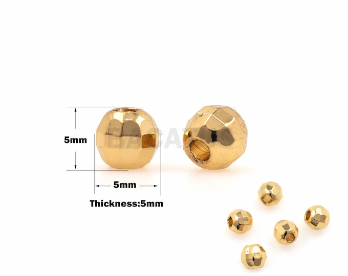 1PCS Suitable For Bracelets, Necklaces, Jewelry, Cylindrical Beads, Earth-Shaped Beads, DIY Jewelry Making, 18K Glossy Beads 5x5mm