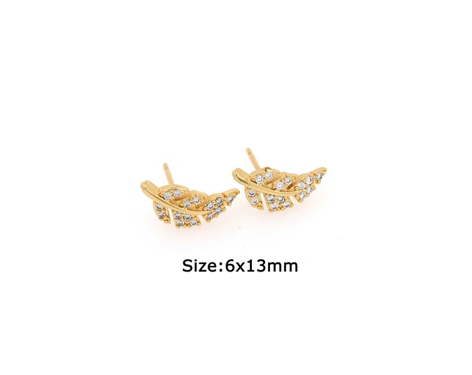 1 pair 18K Gold Filled Leaf Stud Earrings,Gold Dainty Leaf Stud Earrings,Simple Stud Earrings,Gift for Her