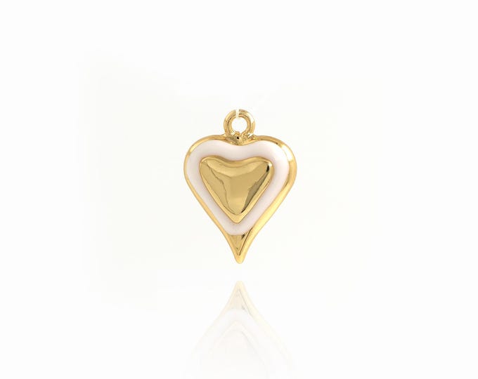 Enamel Heart Charms Necklace,Heart Charm, Enamel Heart Pendant, 18K Gold Filled Enamel Charm, DIY Jewelry Supplies,20.3x15.2x6.8mm