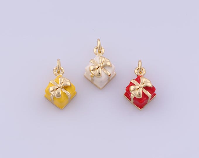 Cake Pendant,18K Gold Filled Dessert Necklace, Enamel Sweet Pendant, DIY jewelry Making Accessories,15.8x9.3x7mm